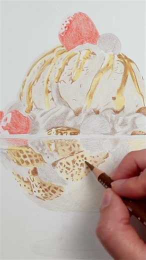 Let's Draw... An Ice Cream Sundae with Prismacolor Colored Pencils #coloredpencil #summerdrawing
