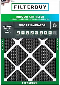 Filterbuy 16x20x1 Air Filter MERV 8 Odor & Allergy Defense with Activated Carbon (1-Pack), Electrostatic Pleated HVAC AC Furnace Filters Replacement, Made in USA (Actual Size: 15.50 x 19.50 x 0.75)