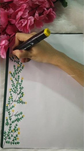 simple and beautiful border designs #diy #leafdrawing #shorts