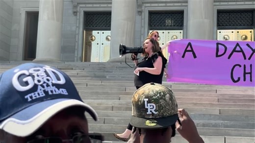 AACF Education Policy Director Nicole Carey spoke this afternoon at the Day Without Child Care rally at the Arkansas Capitol. | Arkansas Advocates for Children and Families