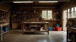 Garage Workshop with Workbench and Tools