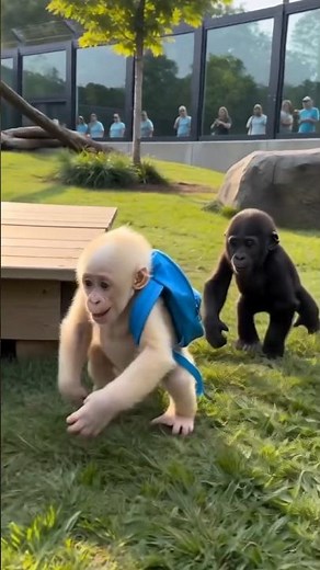 RareWhite Baby GorillaShares Backpack With Friend Emotional Gorilla Family Story | Gorilla World USA