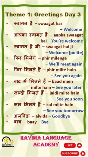 Theme 1 - Day 3 - Learn Hindi Greetings How’s It Going? I’m Fine, Great #hindi #spokenhindi #great