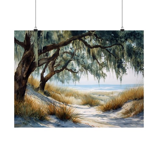 Amelia Island Oak Tree Art Print – Coastal Beach Landscape - Etsy