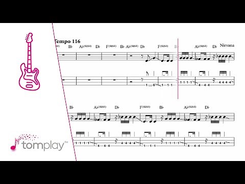 Nirvana: Smells Like Teen Spirit - Bass Tab/Sheet Music with Play Along (Easy/Intermediate Level)