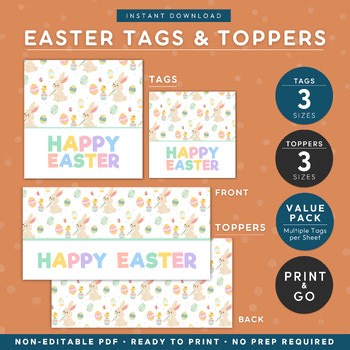 Easter Printable Tags & Bag Toppers | Bunny Treat Tags | Easter Classroom Favors