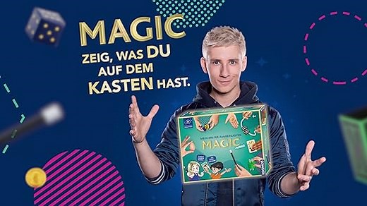 Kosmos 694333 Magic Junior - Mein erster Zauberkasten, Zauberkasten für Kinder ab 6 Jahre, kinderleicht Zaubertricks Lernen Dank Comic-Anleitung