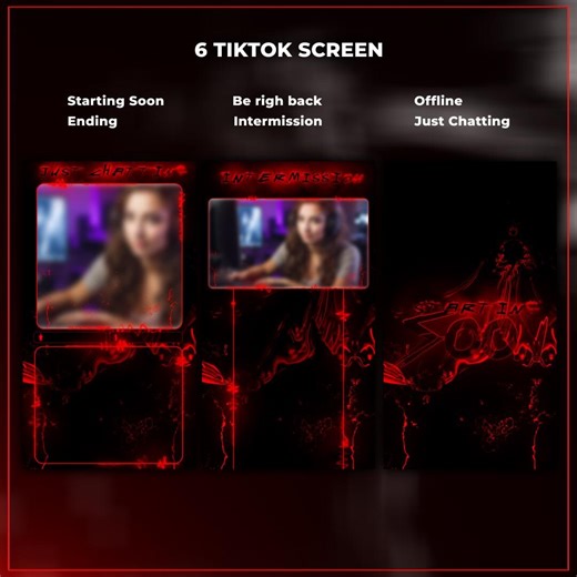 Red Neon Animated Tiktok Stream Overlays | Vertical Layouts for Mobile Live Streaming | Tiktok, Twitch, Youtube Shorts, Kick Screens - Etsy