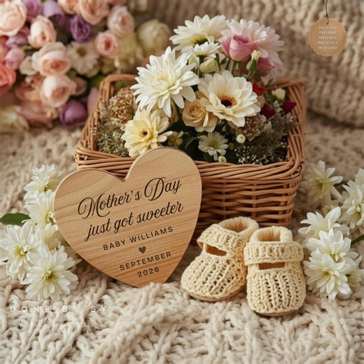 Mothers Day Pregnancy Announcement Neutral Baby Announce Editable Canva Template Modern Minimalist Spring Baby Reveal - Etsy