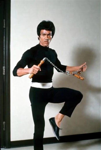 King Bruce Lee Fighting Tricks with Nunchaku.