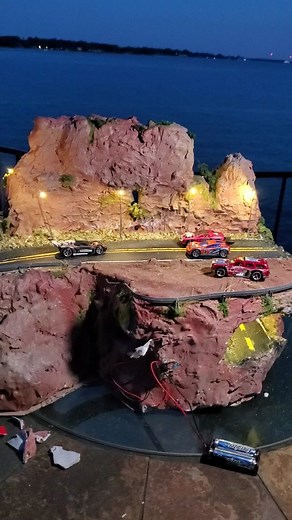 Acceleracers Ignition Movie Clash On the Coast diorama! Who remembers this scene?!? #hotwheels #acceleracers #diorama #cartok #drifting #foryou #diecast #collecting #photography #trending #Ignition #collector #custom #craft