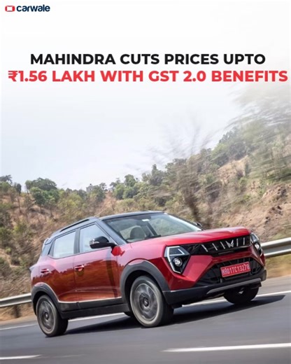 Mahindra has slashed prices across its ICE SUV range ahead of the GST 2.0 rollout. 🚙💰 While the new rates apply from 22 September Mahindra is offering the benefits early, starting 6 September. 👉 Watch the video for model-wise price price benefits! #mahindra #mahindraandmahindra #mahindracars #cwsnippet #cars #Automobiles #carupdates #automobileupdates #carnews #gst | CarWale