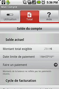 My Account, application Android pour les clients Rogers et Fido