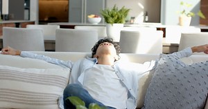 Relaxing On Couch Teenage Boy Stretching Stock Footage SBV-352075102 - Storyblocks