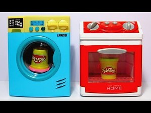 Toy Washing Machine Zanussi HTI and Toy Stove Washing and Cooking Play-Doh