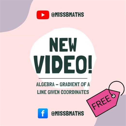 Miss B Maths on Instagram: "🎥 New on YouTube! 🌟 Learn how to find the gradient of a line using just two coordinates — simple steps, clear explanations, and easy examples to build your confidence. 📐✨ Check it out –🔗 https://youtube.com/shorts/Ij-HPY3AehQ?si=h7RuVnqYdxdzVcBJ #Gradient #CoordinateGeometry #SlopeOfALine #MathMadeEasy #LearnMath #MathTips #YouTubeLearning #GCSEMaths #alevelmaths #missbmaths"