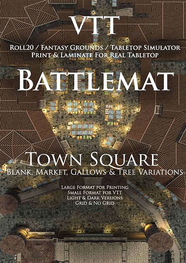 VTT Battlemap - Town Square Map - DM Philosophy | City Based Battle Maps (Premium) | DriveThruRPG