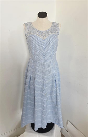 1950's Vintage Tiny Blue and White Gingham Summer Tiered Sun Dress 32" Waist - Etsy