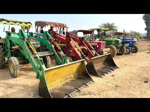 Mahindra Arjun 605 Loader and John Deere 5205 Loader Loading Mud Tractors | Sonalika | John Deere