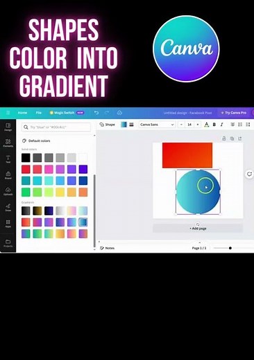 How to change shape color into gradient #easycanva #graphicdesign #canva #canvatutorial