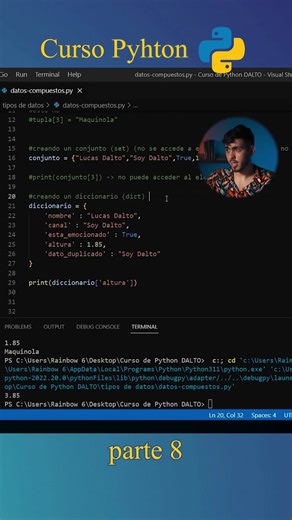 #curso de #python parte 8 #curso #python #Curso #phyton #cursosonline #aprendeentiktok #soydalto #soydaltopc #programacion #programming #sql #java #pythonprogramming #javascript #developers #portfolio #cursogratis