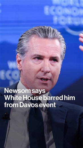 “They made sure it was canceled.” California Governor Gavin Newsom said he was denied entry to speak at an event in Davos after pressure from the White House https://www.bloomberg.com/news/articles/2026-01-21/newsom-says-white-house-barred-him-from-davos-event | Bloomberg