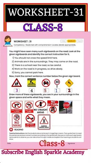 Worksheet-31 Class-8 2025-26 Lastest ll English Sparkle Academy ll Complete Solution by Ashok sir