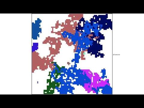 15 objects on a Random walk, finding their way back with sounds