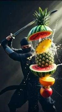 Ninja Fruits cutting 🍉🍊🗡️ #ninja #fruitcutting #ytshorts