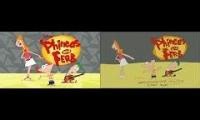 Mix of 2 videos from youtube : Phineas and Ferb Theme Song (Original And Homemade) Side By Side
