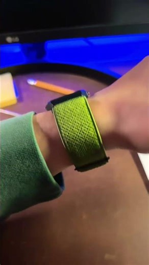 Casio F-91W on a Green Elastic Strap