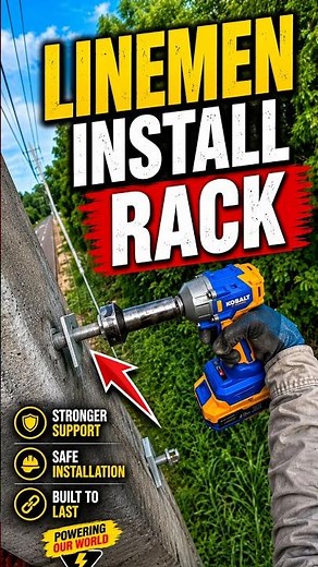 Linemen Installing a Utility Pole Rack | Power Line Construction #Lineman #Construction #PowerLine