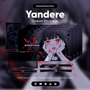 Anime Girl Yandere Twitch Overlay Pack · Animated Stream Overlay · OBS Overlay · Streamlabs Overlay · Stream Package - Etsy