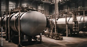 Industrial storage tanks and factory pipe racks