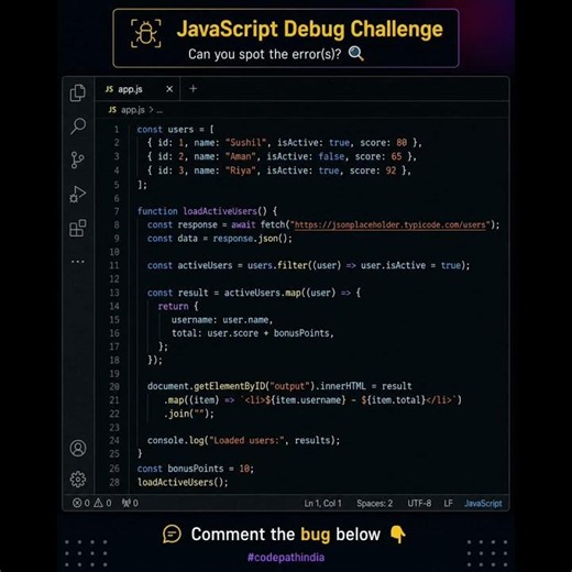 JavaScript Debug Challenge: Can You Find the Bugs?.#short
