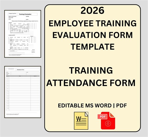 Employee Training Evaluation Form Template|staff Training Assessment|training Effectiveness Form|hr Training Feedback |editable Word | Pdf - Etsy