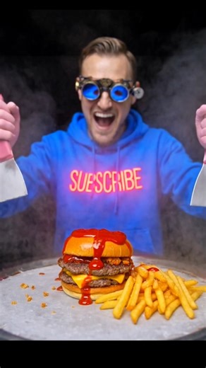 Turning a FULL MEAL Burger into Ice Cream?! 🍔🍟🤯 #Shorts #ASMR