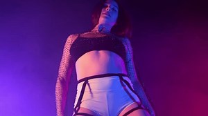 Hot Performance, Sexy Dancer, Woman Twerking Body.seductive Dance In Neon Studio