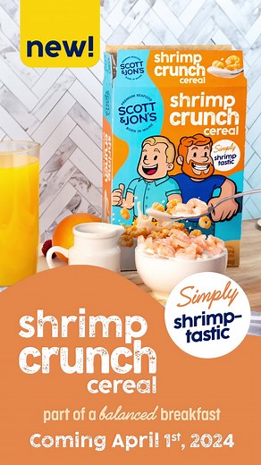 New Item Alert! … Calling all seafood fans, make every morning a shrimp-tastic one with Scott & Jon's Shrimp Crunch Cereal! A savory twist to your breakfast routine that's both delicious and nutritious. Are you ready to shake up your cereal game? Dive on in! … Launching April 1st, 2024 #Shrimp #scottamdjons #cerealgame #aprilfools