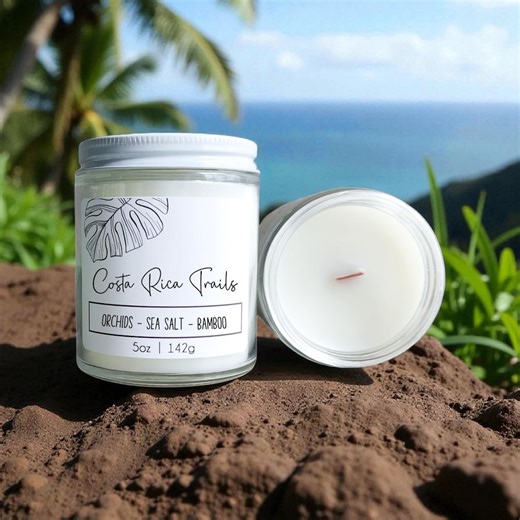Costa Rica Trails Wood Wick Tropical Candle: Earthy Green Coastal Home Scent - Etsy