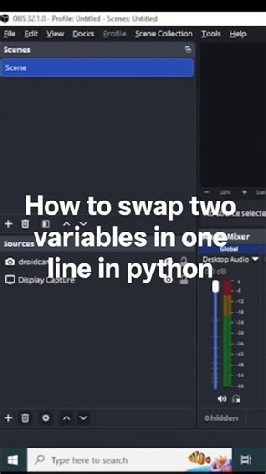 How to swap two variables in one line in python #coding #programming #learnpython