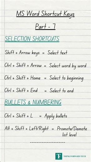 MS Word Shortcut Keys Part - 7