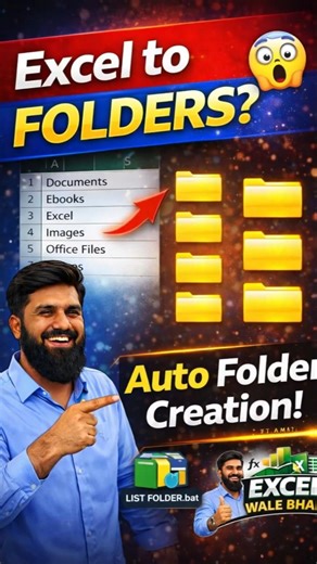 1 Click Me 100 Folders 😳 Excel + BAT File Magic!