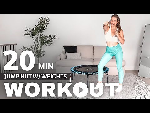 20 Minute Mini Trampoline HIIT Workout with Weights | Tabata, Low Impact Cardio