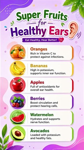 Top 6 Fruits for Healthy Ears 👂🍎 | Best Foods for Hearing Health #healthyeating #healthylifestyle