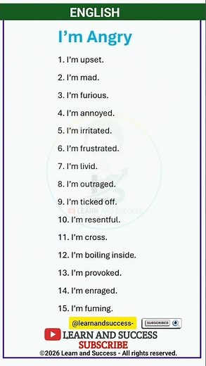 Stop Saying "I'm Angry!" 😡 Say These 15 Phrases Instead! #EnglishLearning