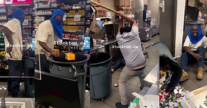 7-Eleven workers beat robber with stick