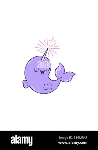 sales flash animation of illustration of a traditional tattoo style happy narwhal Stock Video Footage - Alamy