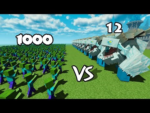 1000 Zombies Vs 12 Frostmaw | Minecraft |