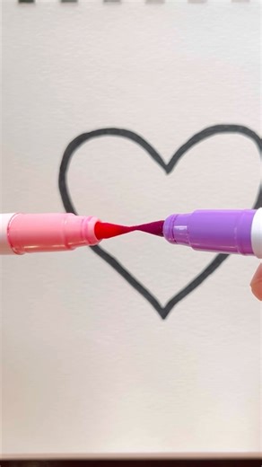 Blending Magic | Shading a heart by blending brush pens tips | creative easy coloring ideas for kids